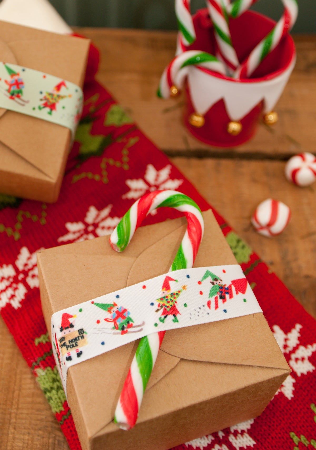 Ribbon: Santa's Elves: 25mm  White and Multi